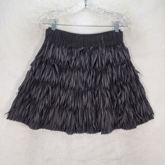 Harvey Nichols Black Willow Laser Cut Fringe Pleated Designer A Line Mini - Picture 1 of 16